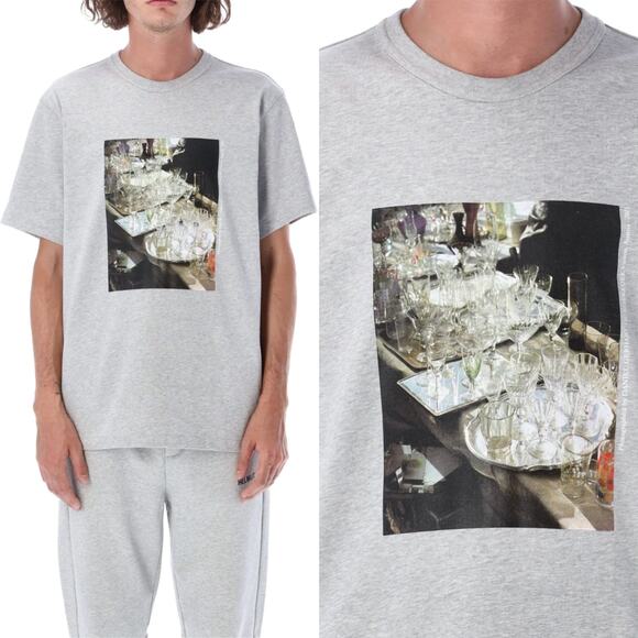 Helmut Lang Men's Vienna Photo Gray Postcard Graphic Short Sleeve Tee Size XXL